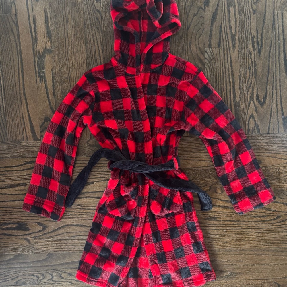 Cuddl Duds Kids Checkered Pajama Robe - Red and Black - Picture 2 of 6